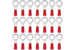 Hocansen 100 Pezzi Terminale Connettori ad Anello M6 Ring Crimp Connettori Elettrici a Occhiello Anello Crimpatrice Crimp Terminale Set per Fili (PR6/Red)