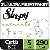 Sleepy Natural 2'li Ultra Fırsat Paketi Bebek Bezi 5 Numara Junior 290 Adet, 8682241215232-5