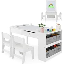 Table Et Chaise Enfant DREAMADE 3+ Ans - Bureau Dessin Avec Papier Et Marqueurs