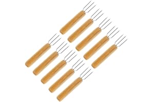 LIUDUO Lot de 10 fourchettes à pommes de terre avec 3 dents en acier inoxydable, réutilisables comme brochette de Mais, aide à peeling