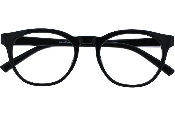 OPULIZE Blu Gafas con Bloqueo de Luz Azul Montura Redonda Negra Bisagras de Muelle Mejoran el Sueño Ordenador Gaming Antirreflejante Hombre Mujer B5-1 +0.00