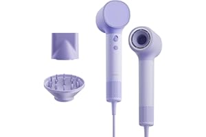 Laifen Neo Sèche-Cheveux Haute Vitesse, 200M Ions Négatifs, Moteur Brushless 110k tr/min, Température Intelligente, Léger 390g, Silencieux 59dB, 2 Buses Magnétiques adapté à toute chevelure (Lilas)