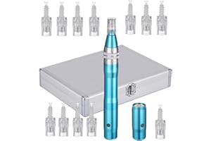 ‎BOWKA BOWKA Elektrischer Derma Pen Microneedling Pen inkl.12 Stück Mikro Derma Elektroantrieb Roller Nadelpatrone kabellos Wiederaufladbar verstellbar von 0,25 bis 2,5 mm (blau)