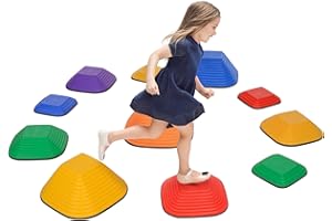 AIYAPLAY Balance Stepping Stones for Kids, 11-Piece Non-Slip Stackable River Stones, Obstacle Courses for Balance and Motor Skills, Indoor Outdoor Sensory Toy Gift for Ages 3-8 Years