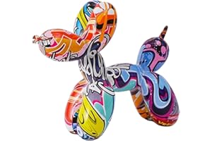 YOYUMI Esculturas Perro Globo Pintadas de Colores,Adecuado para la decoración del vestíbulo de la Sala de Estar y el Dormitorio, Artesanías De Resina 8.26 Inches (Graffiti)