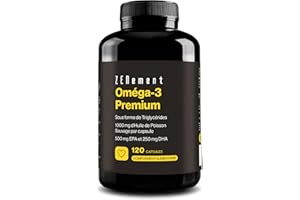 ZENEMENT Omega-3 Premium - Triglycérides pour une Absorption Optimale - 1000 mg EPA + 500 mg DHA par Dose - Huile de Poisson Sauvage Certifiée FOS - 120 Capsules