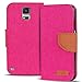 Produktbild Verco Galaxy S5 Hülle, Schutzhülle für Samsung Galaxy S5 Neo Tasche Denim Textil Book Case Flip Case - Klapphülle Pink