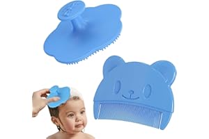 JUSHION 2 Stück milchschorf kamm Blau Milchschorf Baby Entfernen Bürste Schorfkamm Baby Plastik baby kamm milchschorf Silikon Kopfhaut Massagebürste Baby Haarkamm Für Baby Geeignet Für Neugeborene Baby