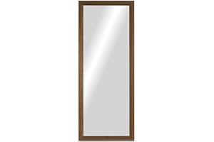 CHELY INTERMARKET MOD128 Espejo Pared Vertical Decorativo Grande Estilo Moderno Marco Madera Cuerpo Entero Elegante 35x140 cm Nogal Ideal Recibidor Dormitorio Baño Incluye Kit Montaje