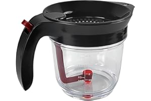 QINGLEE 22 x 15 cm dzbanek do oddzielania tłuszczu, kubek z miarką 1 l do oddzielania tłuszczu, dozownik ciasta do filtrowania pozostałości, dzbanek do oddzielania tłuszczu do sosów, separator tłuszczu,