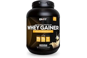 WHEY GAINER - EAFIT - Prise de masse musculaire et apport calorique - 22g de proteines de Whey + 22g de glucides + 11vitamines par shaker - Vanille 750g - Idéal pour le sport tel que la musculation