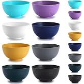 Kyraton 8 Piece Plastic Cereal Bowl, Unbreakable Reusable Lightweight Bowl for Rice Noodle Soup, Salad, Salad, Fruit, Dishwas