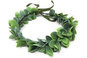 Ever Fairy Corona per capelli da sposa per ragazze, con fiori, fascia per capelli da donna, stile bohémien, ghirlanda di fiori per neonati, corona per capelli (foglia verde), Foglia verde., 1 count