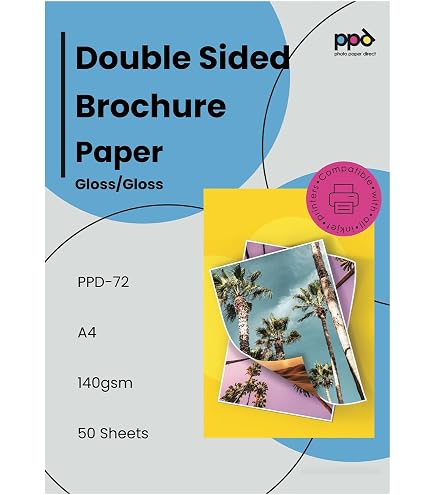 PPD 100 Feuilles Papier Photo A5 Brillant 180g – Jet D’Encre – Séchage Instantané – Haute Qualité & Couleurs Éclatantes