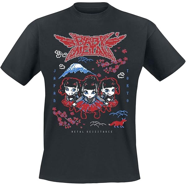 Babymetal Pixel Tokyo Men T-Shirt Black XXL, 100% Cotton, Regular