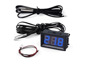 FBBULES Digitale Termometro con Sonda Impermeabile 12V Electronic Thermometer Monitor di Temperatura per Acquario Frigorifero Congelatore, mit 1M+3M Sensorleitung, Blu