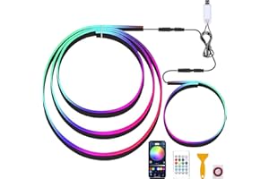 AXVRAV Ambientebeleuchtung Auto, 2 In 1 LED Innenbeleuchtung 110cm+35cm, 168LEDs RGB LED mit 220 Dynamischen Modi, USB Ambiente Beleuchtung für Auto Unterstützt die Bluetooth-Steuerung