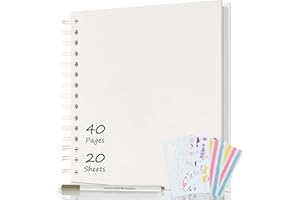 AIOR Album Photo Scrapbooking 21x21cm, Livre Fait à La Main DIY Album Spirale 40 Pages, Cadeaux Pour Bebe Enfant Mariage Voyage Festival L'Obtention Du DiplôMe (Blanc)