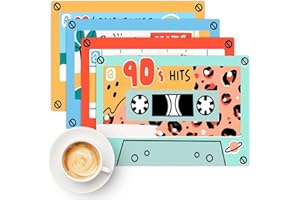 kina - TV0004 Set di 4 Tovagliette Americane Lavabili Antigraffio Riutilizzabili | Non lavabili in lavastoviglie | Design 90' Hits | Misura 45x32 cm