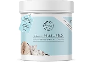 ANNIMALLY Integratore pelo cane e Gatto - Polvere con lievito di Birra, biotina, Zinco i omega 3 per cani- Nella dermatite cane i dermatite gatto - Integratore perdita pelo cane con omega 3 cane