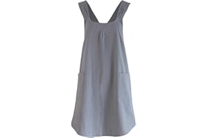 GSDGV Delantal de Cocina de Algodón Estilo Japonés, Espalda Cruzada, Suave y Lavable Con Bolsillos para Cocina en el Hogar (Gris)