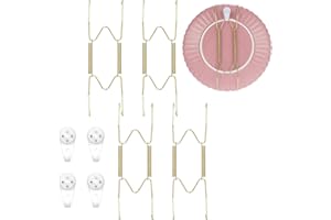 BDBF 4Pcs Invisible Plate Holders, Wall Plates with Stainless Steel W Shaped Spring Hooks, Decorative Sheet Metal Hangers