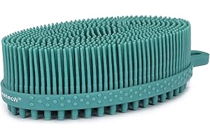 FReatech Brosse pour Corps avec Peigne en Silicone à 2 Faces pour Bain & Douche, Nettoyage Efficace et Massage Fin, Exfoliation, Éliminer Cellulite, Stimule Cellules, Hygiénique & Durable, Vert