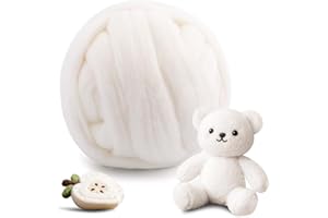 RAMLUR 8.82oz Felting Wool, Needle Felting Wool, White Wool Roving Yarn Bulk with Box for Needle Felting Spinning Weaving DIY Craft