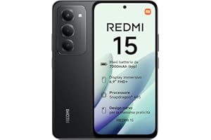 XIAOMI Redmi 15, Smartphone 8+256GB, DotDisplay FHD+ 144Hz da 6,9", Snapdragon 685, doppia fotocamera AI da 50MP, Batteria da 7000mAh, Garanzia di 2 anni, Nero, Caricabatterie non incluso