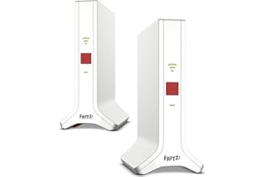 AVM Fritz! Mesh Wi-Fi Set 4200 International, Pack de 2 Fritz! Repeater 3000AX, Solucion Mesh hasta 4 estancias, WiFi 6 Tribanda con hasta 4.200 Mbps, 2 LAN Gigabit, Interfaz en Español