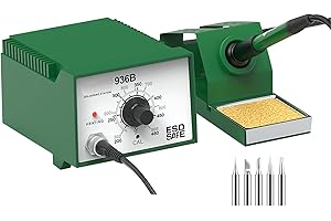 HOMDMARKET Estación de soldadura profesional, 60 W, soldador digital, temperatura ajustada 90 °C - 480 °C, ajustable con 6 puntas de soldadura, 1 soporte de rodillo de soldadura, 2 clips flexibles1