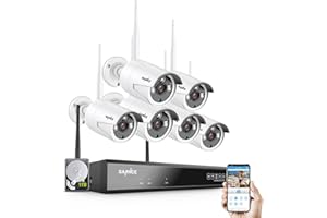 SANNCE Kit Videosorveglianza 1080P 6 Telecamere Wireless senza fili WIFI NVR per 4 telecamere APP Allarme Email Sistema di Sicurezza Hard Disk 1TB