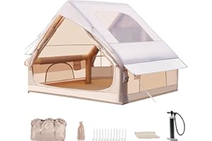 AFITDON Tienda de campaña inflable con apertura de chimenea y claraboya, para exteriores, 2-10 personas, con bomba de aire, de tela Oxford impermeable, para las 4 estaciones, montaje rápido