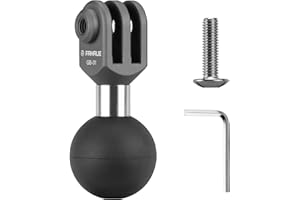 FANAUE Sports Camera Ball Head Interface Compatible with GoPro Hero 9/10/11 etc Sports Cameras, 1 Inch Ball Head Adapter for Any Brand of B Size Double Socket Arm for Cycling Photography Mobile Phone