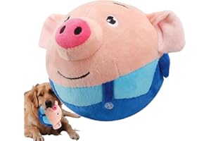 LEVABE Aktives bewegliches Haustier-Plüschspielzeug, Schwein-Plüschspielzeug, sprechendes, singendes, bewegliches weiches Plüschtierspielzeug, Hundetrainingsball, bissfestes Haustierspielzeug