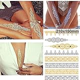 SwirlColor 3 Packs of Temporary Tattoo Sheet DIY Metal Flash Tattoo Stickers