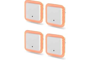 ‎NORTHPOINT Northpoint LED Nachtlicht Bernsteinweißes Licht (1500-1800K) 2er-Set (4 Stk. Eckig mit Dämmerungssensor und zusätzlichem USB-Anschlüssen)