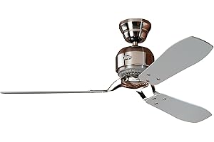 HUNTER FAN Deckenventilator Industrie II 132 cm für den Innenbereich, mit Wandsteuerung, Chrom Gebürstet, mit 3 austauschbaren Flügeln Farbe Teak und Grau, optimal für Sommer und Winter, Modell 24542