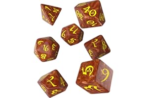 Q-WORKSHOP Q WORKSHOP Classic caramel & yellow RPG ornamented Dice Set 7 polyhedral pieces