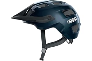 ABUS MTB MoTrip - robusto casco da bici con visiera regolabile in altezza per mountain biker vestibilità personalizzata unisex blu lucido, L