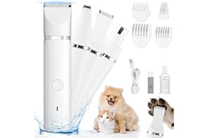 Pfotentrimmer Hundeschermaschine für Hunde, Glovios IPX7 Wasserdichter Pfotenschermaschine Leise Hund Langhaar Haarschneidemaschine, Pfotenrasierer Hundetrimmer für Hunde Katzen Pfoten, Po, Ohren