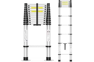 POONO 16.5FT Heavy-Duty Telescoping Ladder, 330lb Capacity Aluminum Extension Ladder with Anti-Slip Steps for Secure Attic Access, Roof, and Home Renovation Projects