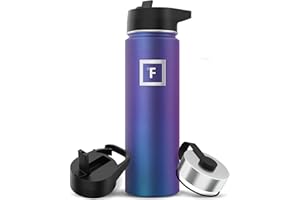 Iron Flask Sports Water Bottle – 410 ml, 530 ml, 650 ml, 945 ml, 1180 ml, 1890 ml, 3 pokrywki (słomka), izolowana próżniowo stal nierdzewna, Double Walled, Thermo Mug, Metal Canteen