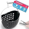 culiclean Peg Basket for Clothes Pegs for Washing Line/Laundry Pegs 1 Basket black with white Handle, with Hanger, Alternative to Peg Bag
