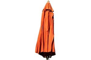 GARDEN MARKET PLACE Large Hardwood Garden Parasol Umbrella - 3M Wide - (Terracotta)