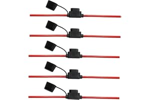 Offgridtec 4mm² Flachsicherungshalter für Kfz-Bladesicherungen, isoliertes Gummigehäuse mit wasserdichtem Deckel, 30A, 25cm Kabel, Überstromschutz für Fahrzeuge, Solar, Industrieanwendungen (5 Stück)