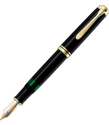 Pelikan Souverän M1000 Füllhalter – Schwarz, Feder B (breit), Mit Kolbenfüllung & Geschenketui
