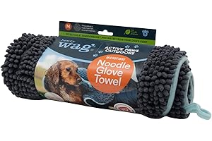 Henry Wag Pet Noodle Glove Towel - Soft & Highly Absorbent Microfibre, Muddy Pet Accessories, Quick Drying - Designed for Dogs - GRS Recycled Polyester (80cm X 35cm)