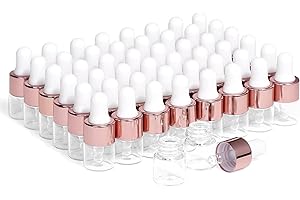 Parfumlism 50 pack 1ml Pipettenflasche Mini Glasflasche für Ätherisches Öl, Kosmetik und Nagelpflege, Leere Tropfflasche für Proben und DIY Projekte, Kleine Flaschen für Flüssigkeiten