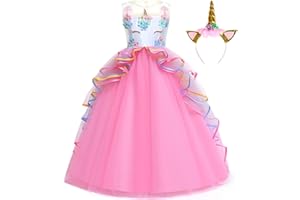 Foierp Unicorno Vestito Bambina, Costumi Unicorno Bambina Festa Cosplay Abito da Sposa Carnevale Ballo Abito Festa di Compleanno Vestito della Principessa